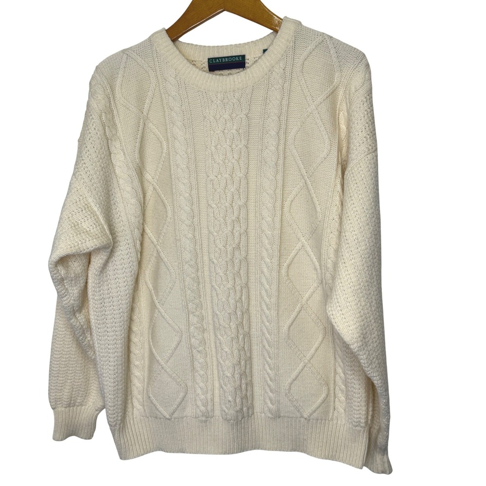 Claybrooke Cable Knit Sweater Mens XL Cream